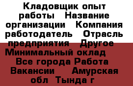 Кладовщик опыт работы › Название организации ­ Компания-работодатель › Отрасль предприятия ­ Другое › Минимальный оклад ­ 1 - Все города Работа » Вакансии   . Амурская обл.,Тында г.